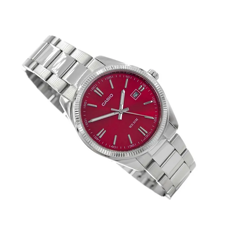 Casio Enticer Maroon Dial Triple-fold Men's Watch- MTP-1302PD-4AV